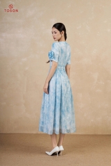 44102 - Đầm xòe ly súp tơ in  tay