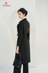 92994 - Áo măng tô Kaki cổ K tà bong 2 bên thắt đai eo