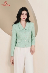 82516X65 - Áo vest ngắn text xanh nẹp cắt lượn