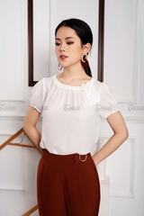 23013N620 - Quần baggi nâu đất, cạp trang trí khuyên cá tính.