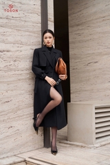 94005T95 - Măng tô dài dạ pha lê xanh than, lót trần bông