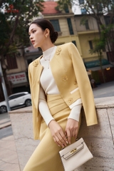 B8306 - Bộ tweet: Vest ngắn đính hoa+ C.Váy dài