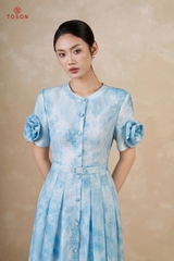 44102 - Đầm xòe ly súp tơ in  tay