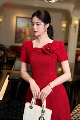 49150 - Đầm tiệc gấm hoa trang trí