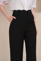 21994B05 - Quần suông đen cạp lượn sóng