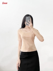 AGN99E33 - Áo Cotton borip be da dáng ôm, cổ U tay cộc.