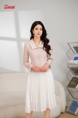 81989P62 - Áo vest text hồng phấn, cổ phối ren đính hoa