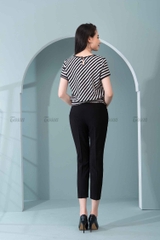 22044B320 - Quần đen công sở dáng ôm, cạp cao vừa - trượt hàn.
