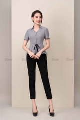 23187B520 -  Quần đen ôm túi vuông đính cúc gấu xẻ - trượt hàn.