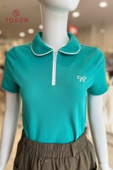 AP412 - Áo cotton lacoste cổ sen lé phối