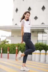 AP019W81- T shirt trắng tay phối ren chạy smocking xếp nhúm cửa tay.