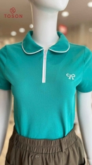 AP412 - Áo cotton lacoste cổ sen lé phối