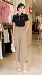 AP412 - Áo cotton lacoste cổ sen lé phối