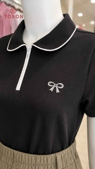 AP412 - Áo cotton lacoste cổ sen lé phối