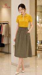AP412 - Áo cotton lacoste cổ sen lé phối
