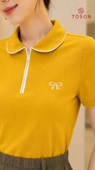 AP412 - Áo cotton lacoste cổ sen lé phối