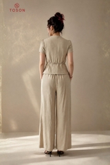 B1275N66 - Bộ linen kem sữa: Áo buộc eo + Q suông