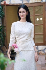 B1388 - Bộ len: Áo + Chân váy xòe