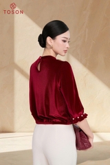 18121 - Áo nhung cổ đính hoa