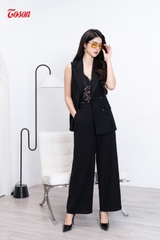 B8209B52 - Bộ Vest đen sát nách + Quần culottes: Trượt hàn.