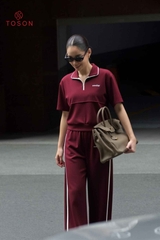 BC001 - Bộ cotton: Áo kéo khóa+ Quần suông