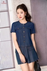 JAN02T06 - Áo sơ mi denim diễu chỉ bò