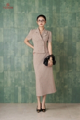 B1307N35 - Bộ CS đũi nhật nâu: Đờ mi + Chân váy