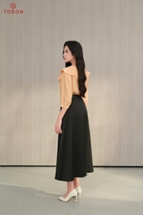 14030C95 - Áo tơ cam dáng suông cổ bèo