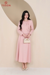 B8358P65 - Bộ tweet hồng cổ đính nơ: Vest + Cvay