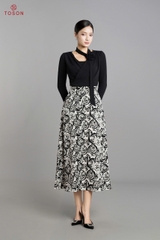 AS124 - Áo thun kem nhúng cổ nơ đính bông hoa