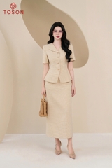 B8382K95 - Bộ text kẻ ô vàng: Vest tay cộc + C.Váy