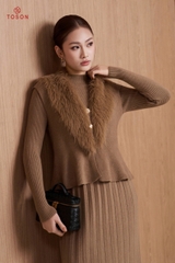 B6704 - Bộ len cổ lông: Gile + Đầm (Freesize)