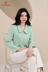 82516X65 - Áo vest ngắn text xanh nẹp cắt lượn