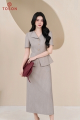 B8382 - Bộ text kẻ: Vest tay cộc + C.Váy