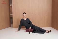 B6301 - Bộ len buộc nơ: áo + chân váy