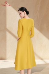 43863V93 - Đầm tafta vàng dáng xòe.