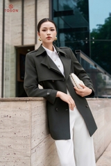 91001 - Măng tô kaki tà bong thắt đai eo