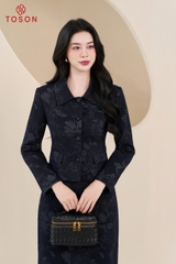 B8308T35 - Bộ xanh than u mì hoa: Vest cổ sam+ C.váy