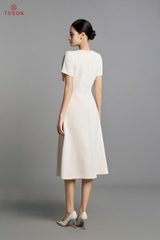 44268 - Đầm vai lệch, phối nơ vai