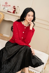 33005B93 - Chân váy nhung đen dập ly