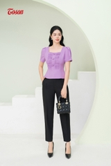 23042B63 - Quần đen tuýp si dáng baggy, túi cắt V chéo SXTN.
