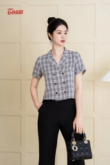 28010B63 - Quần đen xước hàn ống vẩy, đai cúc bấm lệch.