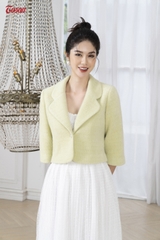 82953X33 - Áo vest dạ len xanh cốm, cổ K tay lỡ,