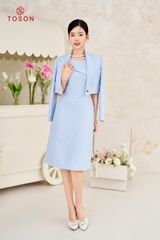 S8499X63 - Bộ Tweet xanh: Vest lửng + Đầm sát nách SXTN..