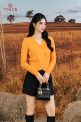 AL003C33 - Áo len cam cổ tim chữ Toson, dệt bo gấu..