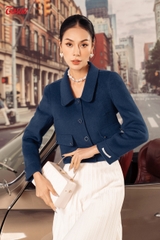 99961Y52 - Áo dạ lông cừu xanh cửu long, dáng ngắn túi ốp nổi limitted
