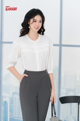 23009G63-Quần tuýt si ghi chì baggi cạp liền, moi giả lệch chéo. Limmitted.