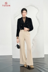 89978B83 - Áo Vest lông đen dài tay, phối cổ nhung Limitted