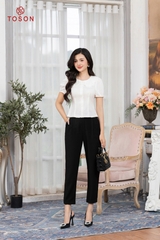 23043B83 - Quần trượt hàn đen, dáng baggi gấu gập nơ vê SXTN.