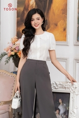 21040G93 - Quần suông ghi chì trượt hàn, túi bổ ngang.